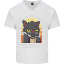 Funny Cat I Hate Morning People Coffee Mens V-Neck Cotton T-Shirt White