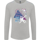 Funny Cat Purrty Like It's the 80's Mens Long Sleeve T-Shirt Sports Grey