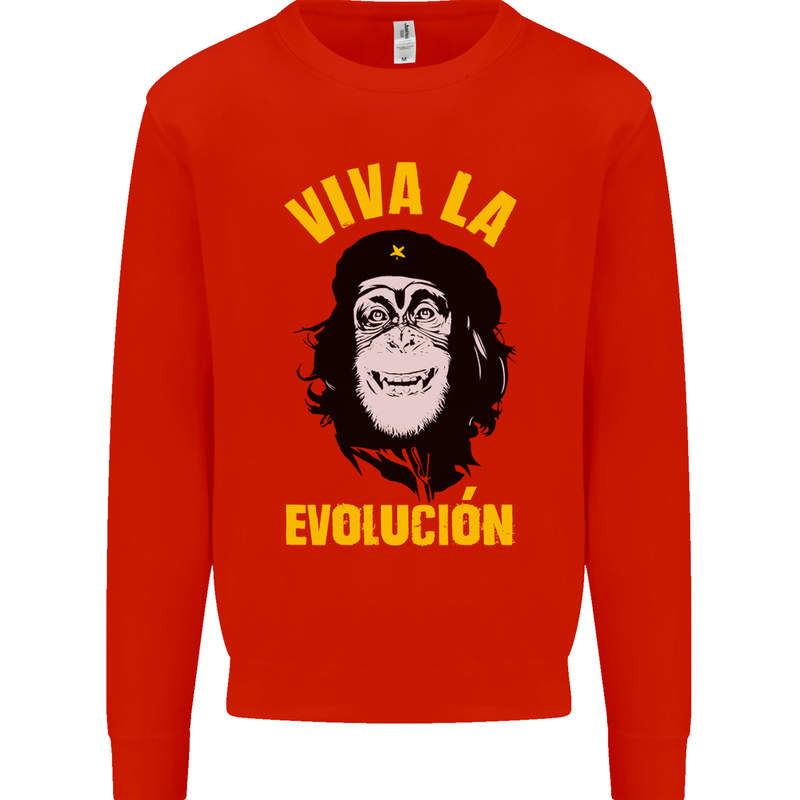Funny Che Guevara Evolution Monkey Atheist Mens Sweatshirt Jumper Bright Red