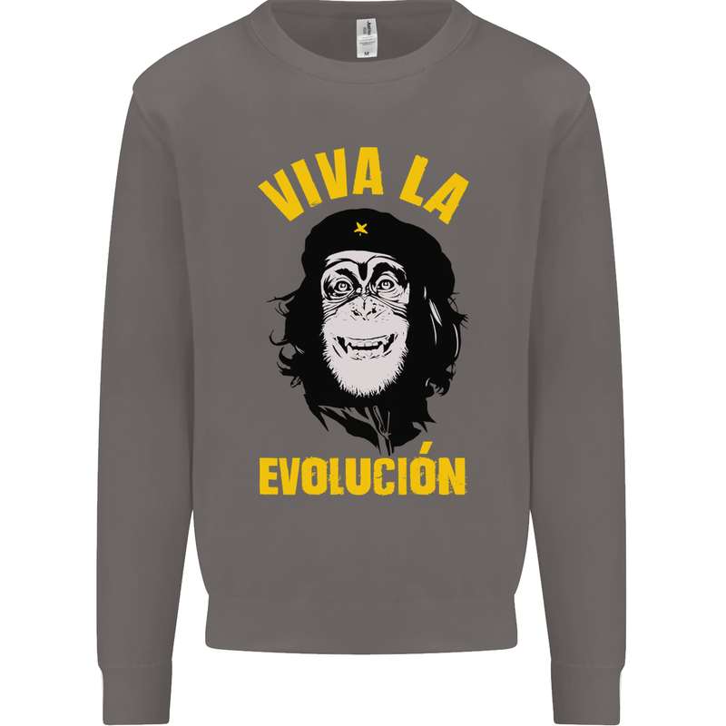 Funny Che Guevara Evolution Monkey Atheist Mens Sweatshirt Jumper Charcoal