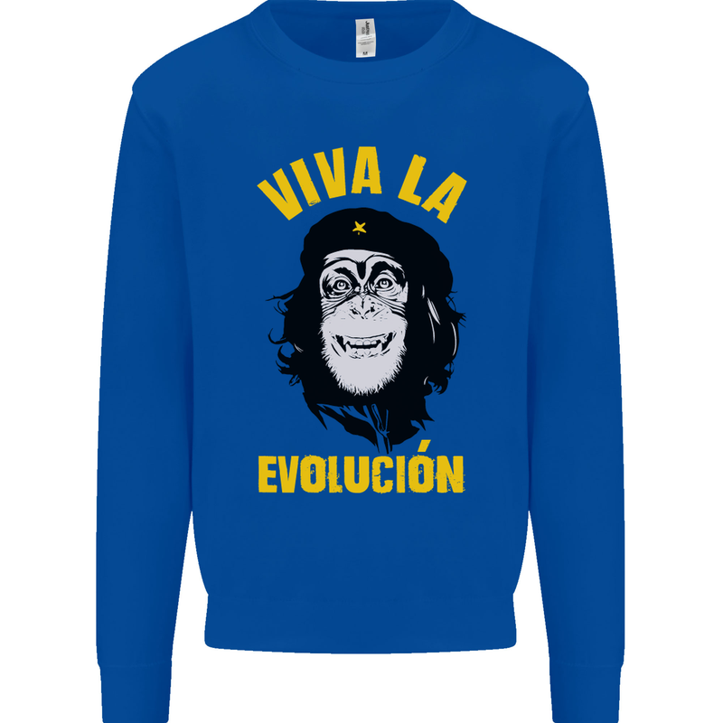 Funny Che Guevara Evolution Monkey Atheist Mens Sweatshirt Jumper Royal Blue