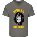 Funny Che Guevara Evolution Monkey Atheist Mens V-Neck Cotton T-Shirt Charcoal