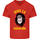 Funny Che Guevara Evolution Monkey Atheist Mens V-Neck Cotton T-Shirt Red