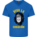 Funny Che Guevara Evolution Monkey Atheist Mens V-Neck Cotton T-Shirt Royal Blue