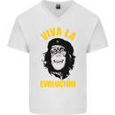 Funny Che Guevara Evolution Monkey Atheist Mens V-Neck Cotton T-Shirt White