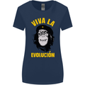 Funny Che Guevara Evolution Monkey Atheist Womens Wider Cut T-Shirt Navy Blue
