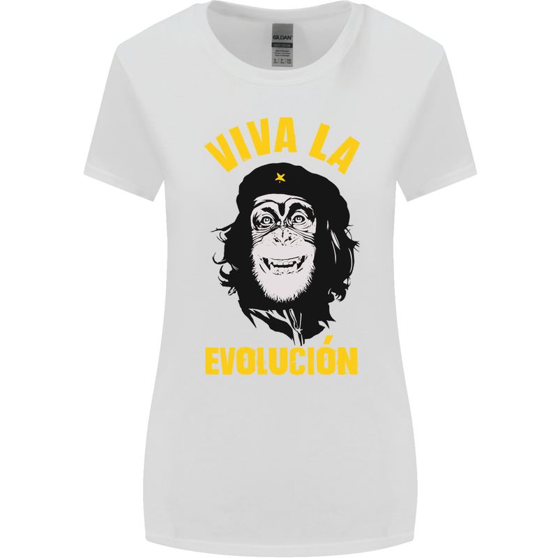 Funny Che Guevara Evolution Monkey Atheist Womens Wider Cut T-Shirt White