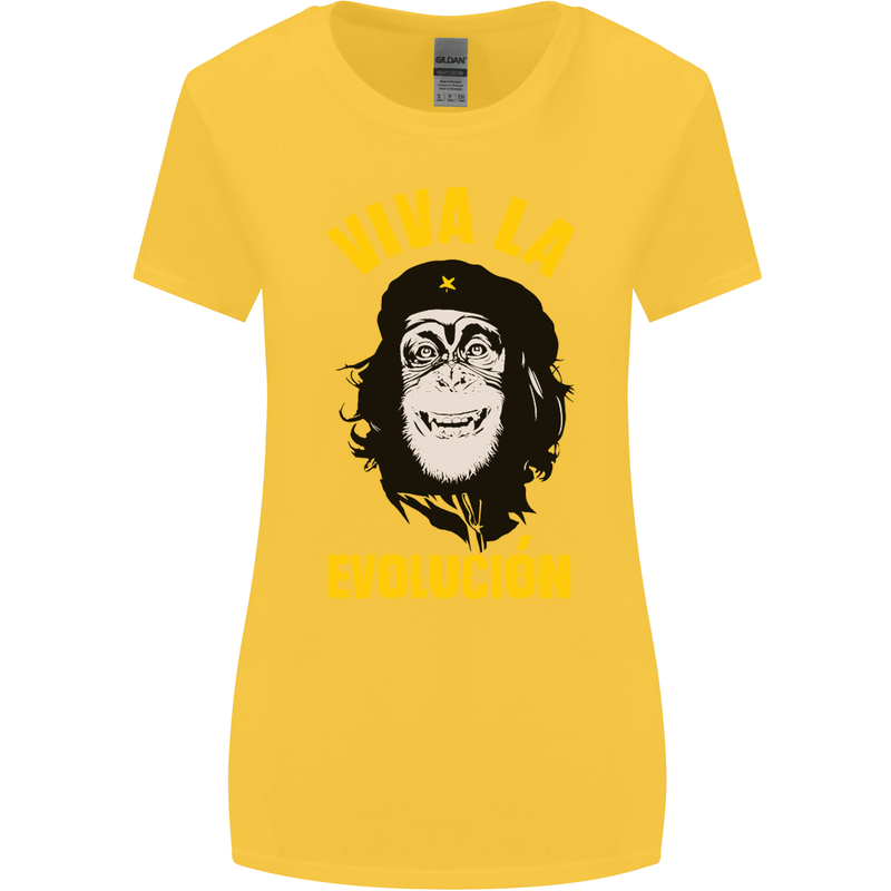 Funny Che Guevara Evolution Monkey Atheist Womens Wider Cut T-Shirt Yellow