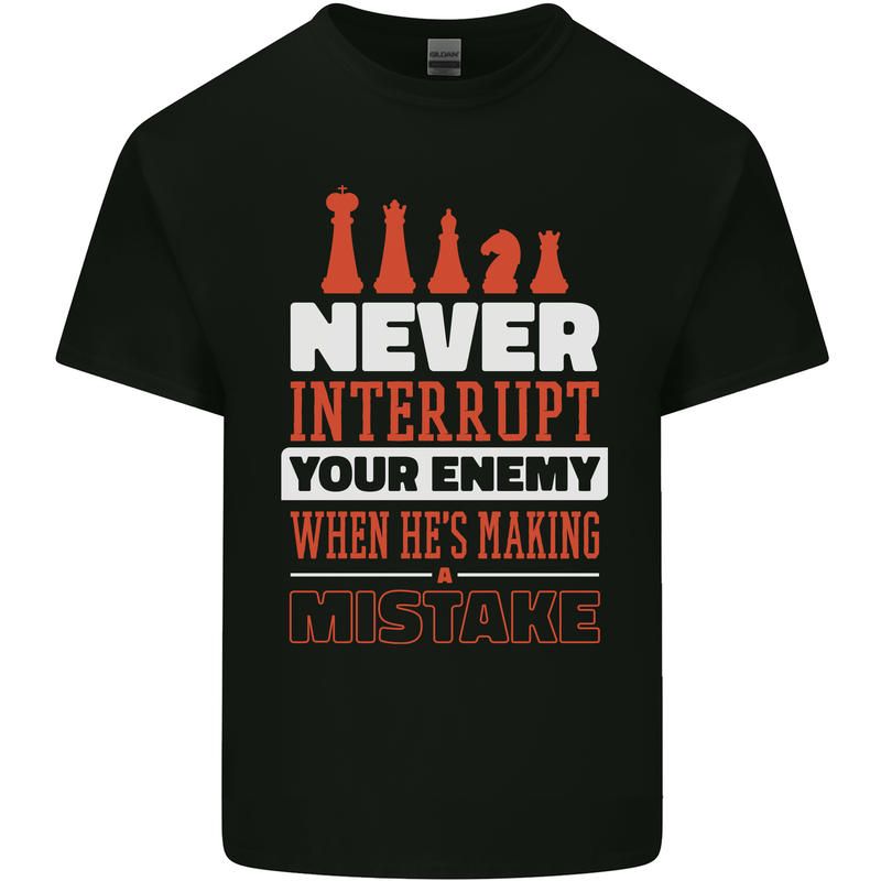 Funny Chess Never Interupt Your Enemy Mens Cotton T-Shirt Tee Top Black