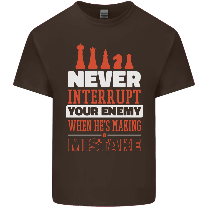 Funny Chess Never Interupt Your Enemy Mens Cotton T-Shirt Tee Top Dark Chocolate