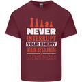 Funny Chess Never Interupt Your Enemy Mens Cotton T-Shirt Tee Top Maroon