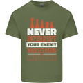 Funny Chess Never Interupt Your Enemy Mens Cotton T-Shirt Tee Top Military Green