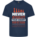 Funny Chess Never Interupt Your Enemy Mens Cotton T-Shirt Tee Top Navy Blue