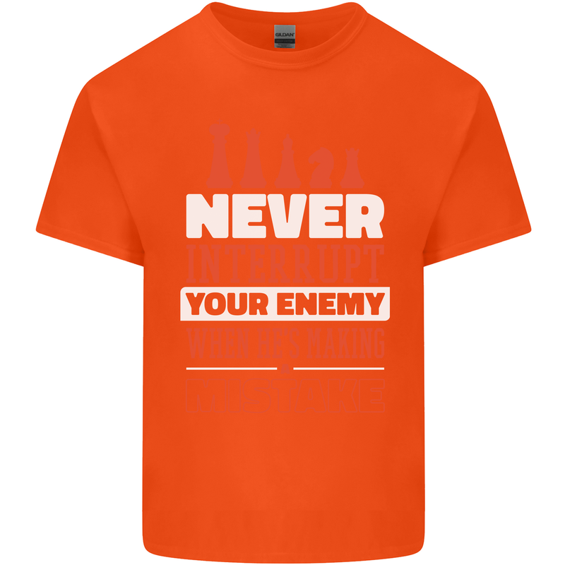 Funny Chess Never Interupt Your Enemy Mens Cotton T-Shirt Tee Top Orange