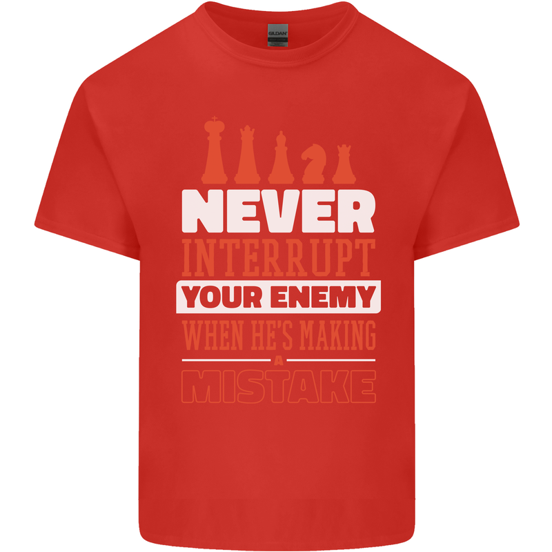 Funny Chess Never Interupt Your Enemy Mens Cotton T-Shirt Tee Top Red