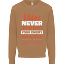 Funny Chess Never Interupt Your Enemy Mens Sweatshirt Jumper Caramel Latte