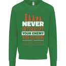 Funny Chess Never Interupt Your Enemy Mens Sweatshirt Jumper Irish Green