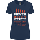 Funny Chess Never Interupt Your Enemy Womens Wider Cut T-Shirt Navy Blue