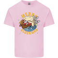 Funny Chickens Merry Cluckmas Mens Cotton T-Shirt Tee Top Light Pink