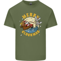 Funny Chickens Merry Cluckmas Mens Cotton T-Shirt Tee Top Military Green