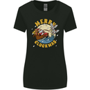 Funny Chickens Merry Cluckmas Womens Wider Cut T-Shirt Black