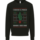 Funny Christmas Cactus Prick Mens Sweatshirt Jumper Black