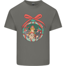 Funny Christmas Cats Bauble Mens Cotton T-Shirt Tee Top Charcoal