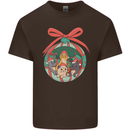 Funny Christmas Cats Bauble Mens Cotton T-Shirt Tee Top Dark Chocolate