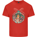 Funny Christmas Cats Bauble Mens Cotton T-Shirt Tee Top Red