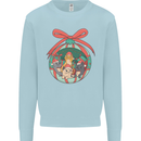 Funny Christmas Cats Bauble Mens Sweatshirt Jumper Light Blue