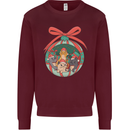 Funny Christmas Cats Bauble Mens Sweatshirt Jumper Maroon