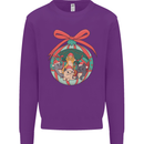 Funny Christmas Cats Bauble Mens Sweatshirt Jumper Purple