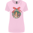 Funny Christmas Cats Bauble Womens Wider Cut T-Shirt Light Pink