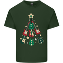 Funny Christmas Guitar Tree Rock Music Mens Cotton T-Shirt Tee Top Forest Green