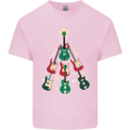 Funny Christmas Guitar Tree Rock Music Mens Cotton T-Shirt Tee Top Light Pink