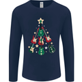 Funny Christmas Guitar Tree Rock Music Mens Long Sleeve T-Shirt Navy Blue