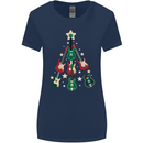 Funny Christmas Guitar Tree Rock Music Womens Wider Cut T-Shirt Navy Blue