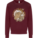 Funny Christmas Horse Equestrian Santa Mens Sweatshirt Jumper Maroon