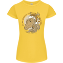 Funny Christmas Horse Equestrian Santa Womens Petite Cut T-Shirt Yellow