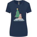 Funny Christmas Santa Bunny Womens Wider Cut T-Shirt Navy Blue