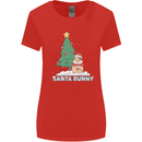 Funny Christmas Santa Bunny Womens Wider Cut T-Shirt Red