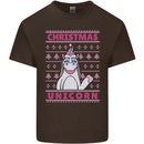 Funny Christmas Unicorn Mens Cotton T-Shirt Tee Top Dark Chocolate