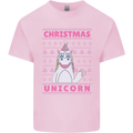 Funny Christmas Unicorn Mens Cotton T-Shirt Tee Top Light Pink