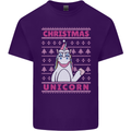 Funny Christmas Unicorn Mens Cotton T-Shirt Tee Top Purple