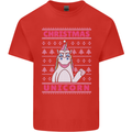 Funny Christmas Unicorn Mens Cotton T-Shirt Tee Top Red