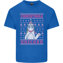 Funny Christmas Unicorn Mens Cotton T-Shirt Tee Top Royal Blue