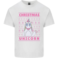 Funny Christmas Unicorn Mens Cotton T-Shirt Tee Top White
