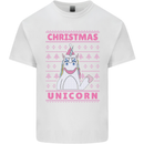 Funny Christmas Unicorn Mens Cotton T-Shirt Tee Top White