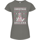 Funny Christmas Unicorn Pattern Womens Petite Cut T-Shirt Charcoal