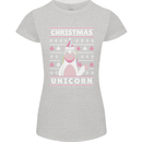 Funny Christmas Unicorn Pattern Womens Petite Cut T-Shirt Sports Grey